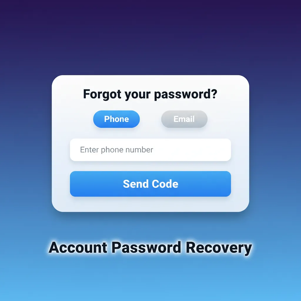 Login form with password recovery steps: Forgot password, email/phone, enter OTP, set new password, sign in.