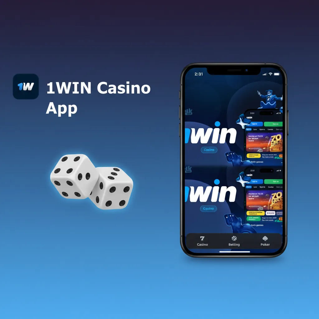 1win Casino App screen with slots, live dealer rooms, sports/casino switch, and a Promotions tab for weekly offers.