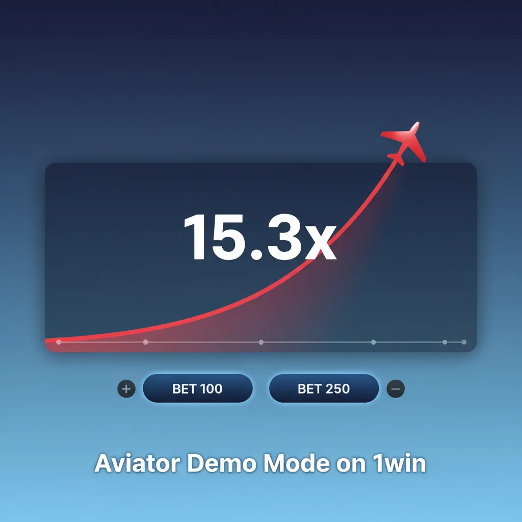 Aviator demo mode on 1win interface showing virtual balance, multipliers, and Auto Bet/Auto Cash Out for risk-free practice.