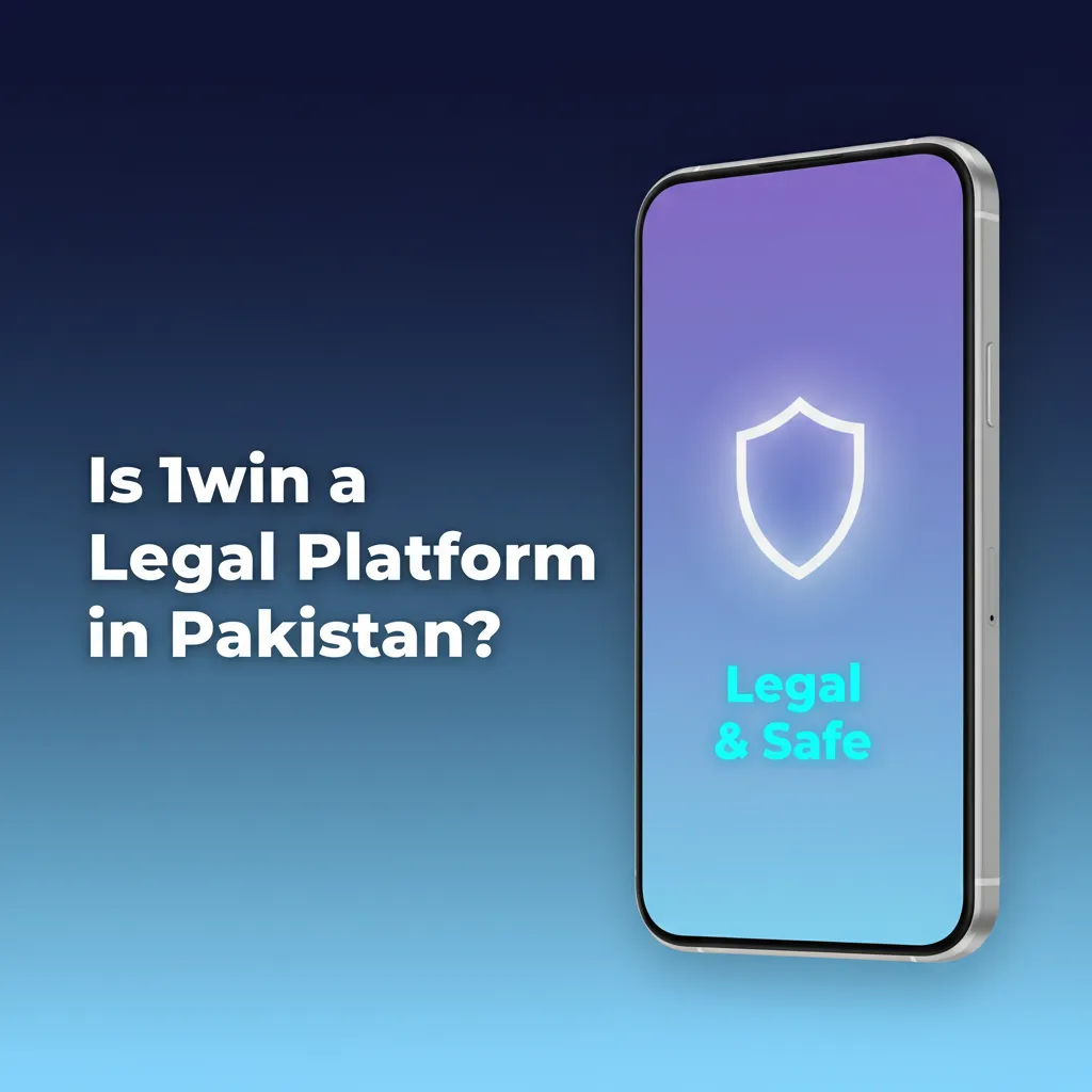 Graphic asking if 1win is legal in Pakistan, noting gambling restrictions, Curacao license, and advice to check local rules.