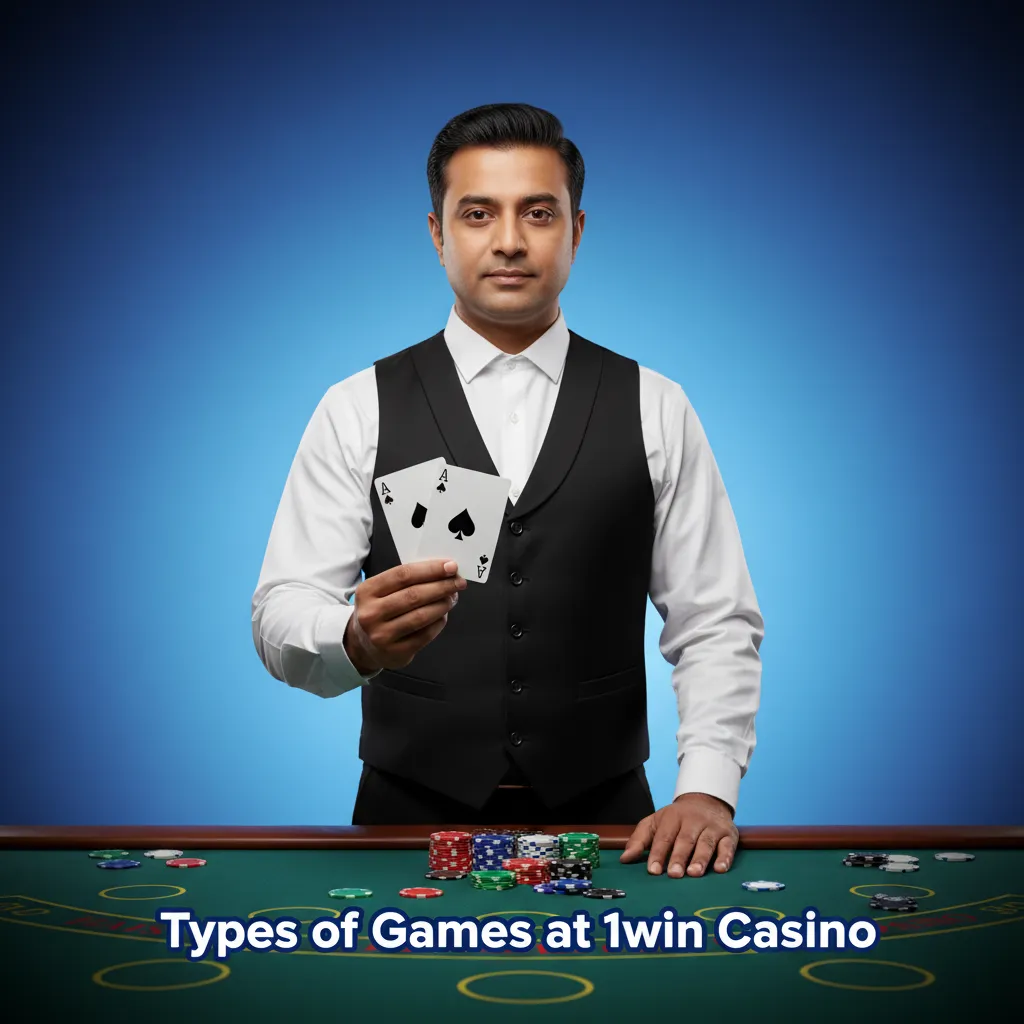 1win Casino game types for India: slots, crash, roulette, table, video poker, instant win; shows RTP and volatility.