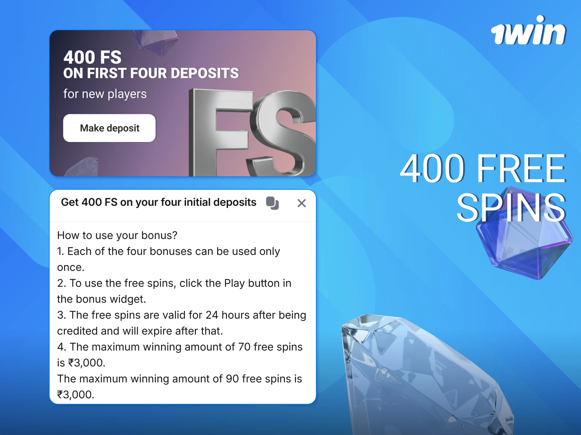 Get many free spins at 1win to enjoy top casino Bonuses.